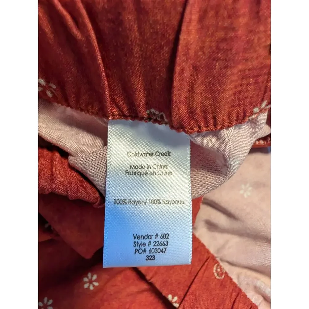 Coldwater Creek PJ Pants 3X Pink Floral Wide Leg Ankle Rayon Drawstring